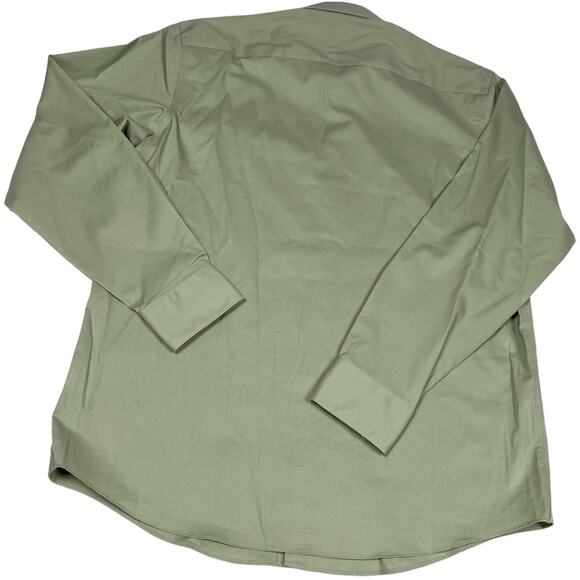 Kenneth Cole Button Front Shirt Non-Iron Regular Fit Green Long Sleeve Men's XL - Picture 8 of 8